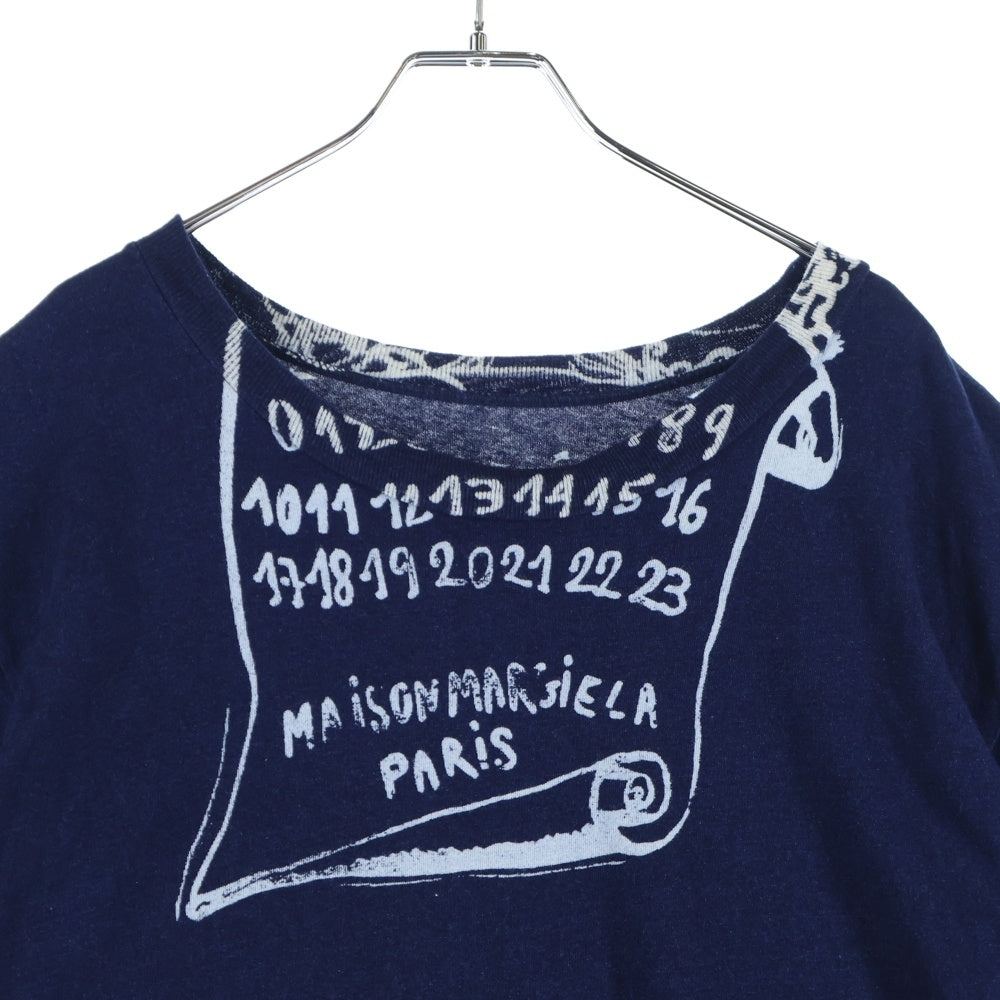 Maison Margiela 1 10(メゾンマルジェラ 1 10) 21SS カレンダープリント クルーネック 半袖Tシャツ カットソー ネイビー/インディゴ S50GC0648