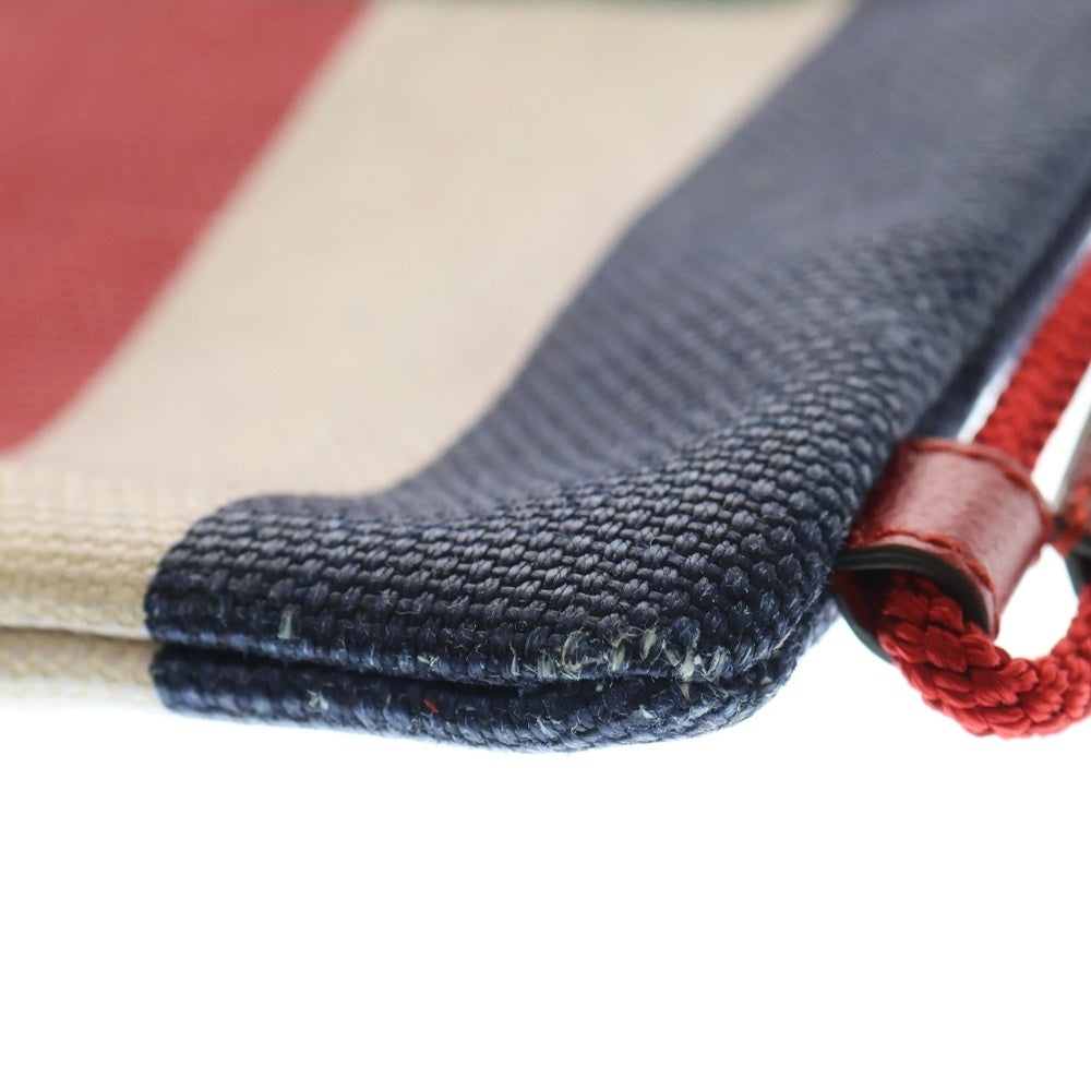 GUCCI(グッチ) ヴィンテージ ロゴプリント トリコロール ドローストリング キャンバス レザー バックパック リュックサック ナップザック レッド/ネイビー 473872