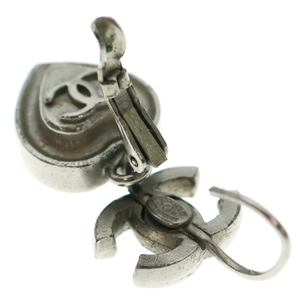 CHANEL(シャネル) ココマーク ラインストーン付ハートピアス シルバー 04A