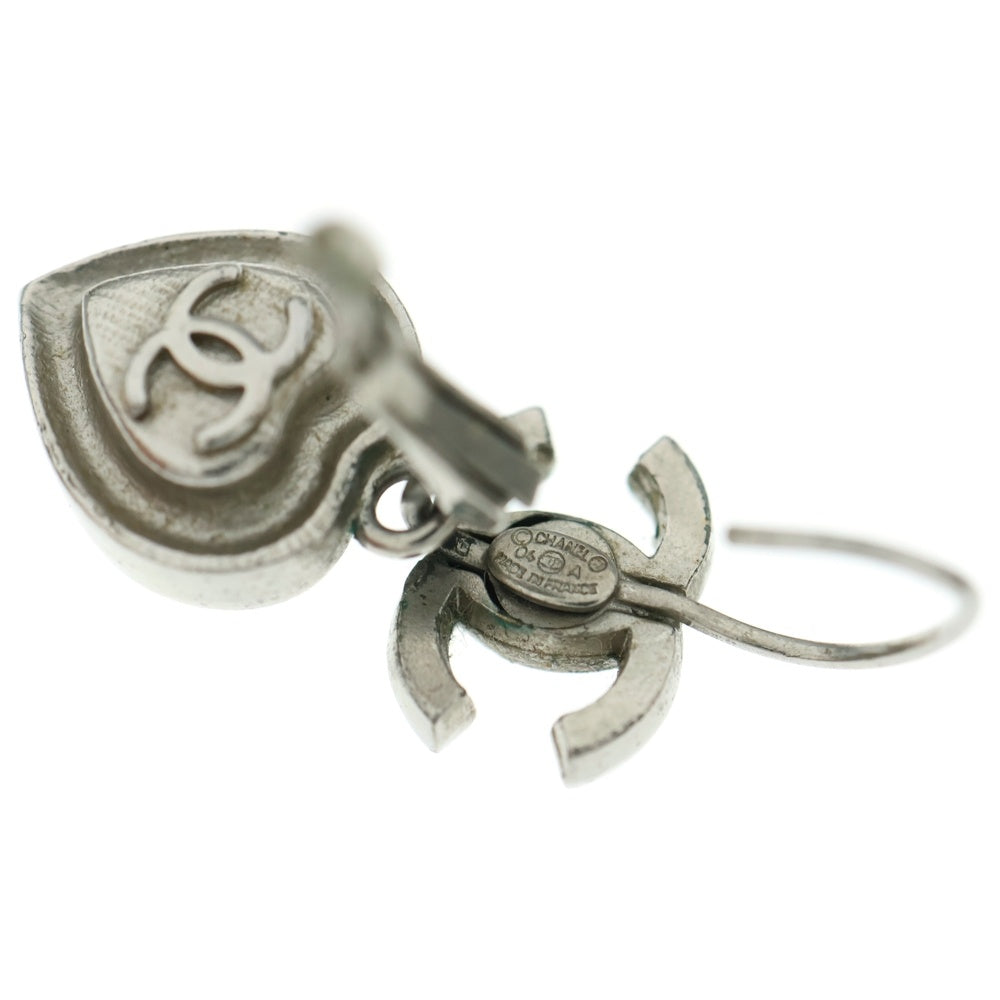 CHANEL(シャネル) ココマーク ラインストーン付ハートピアス シルバー 04A