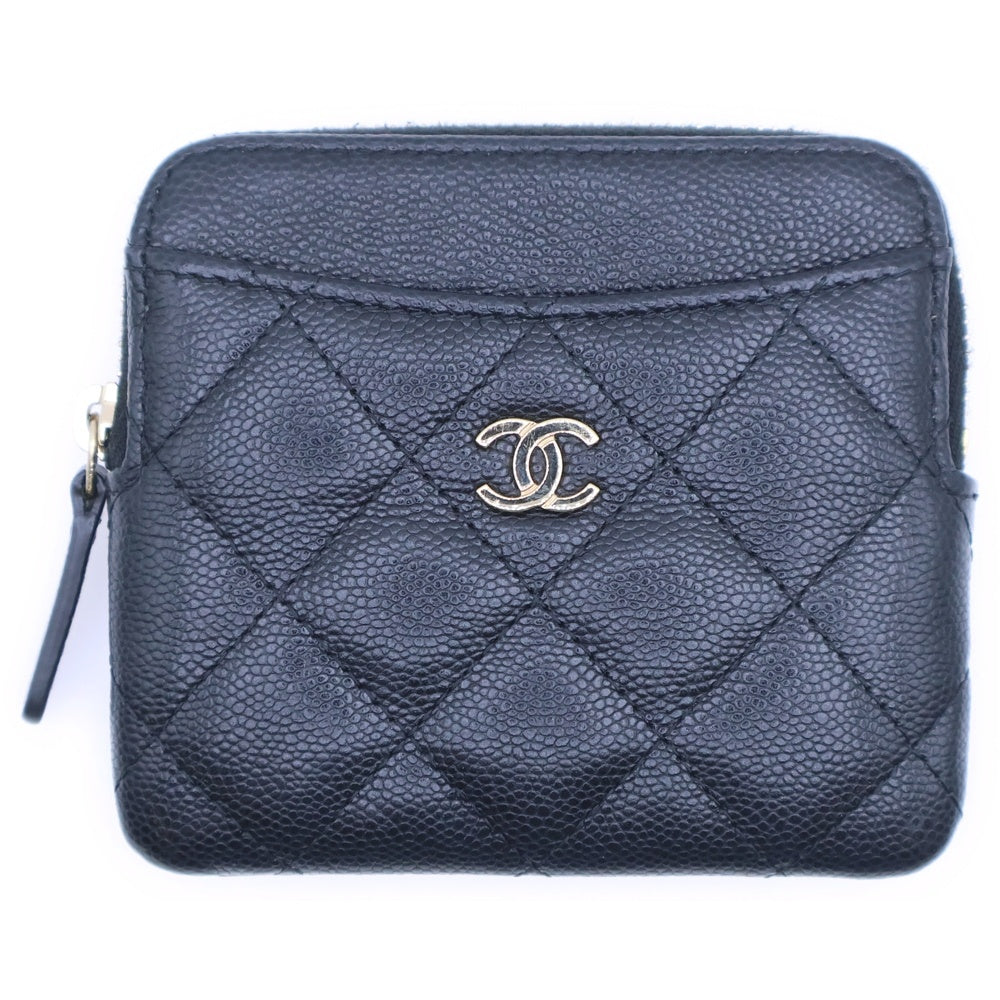 CHANEL(シャネル) マトラッセ ジップコインケース カードケース 小物入れ ブラック キャビアスキン AP2061 ゴールド金具