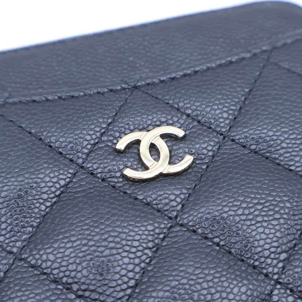 CHANEL(シャネル) マトラッセ ジップコインケース カードケース 小物入れ ブラック キャビアスキン AP2061 ゴールド金具