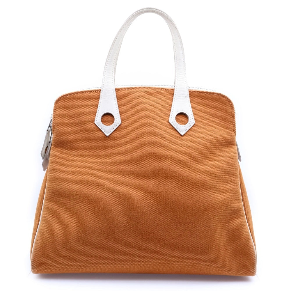 HERMES(エルメス) サックイブーMM ゴールド オレンジ キャンバス×レザー シルバー金具 □J