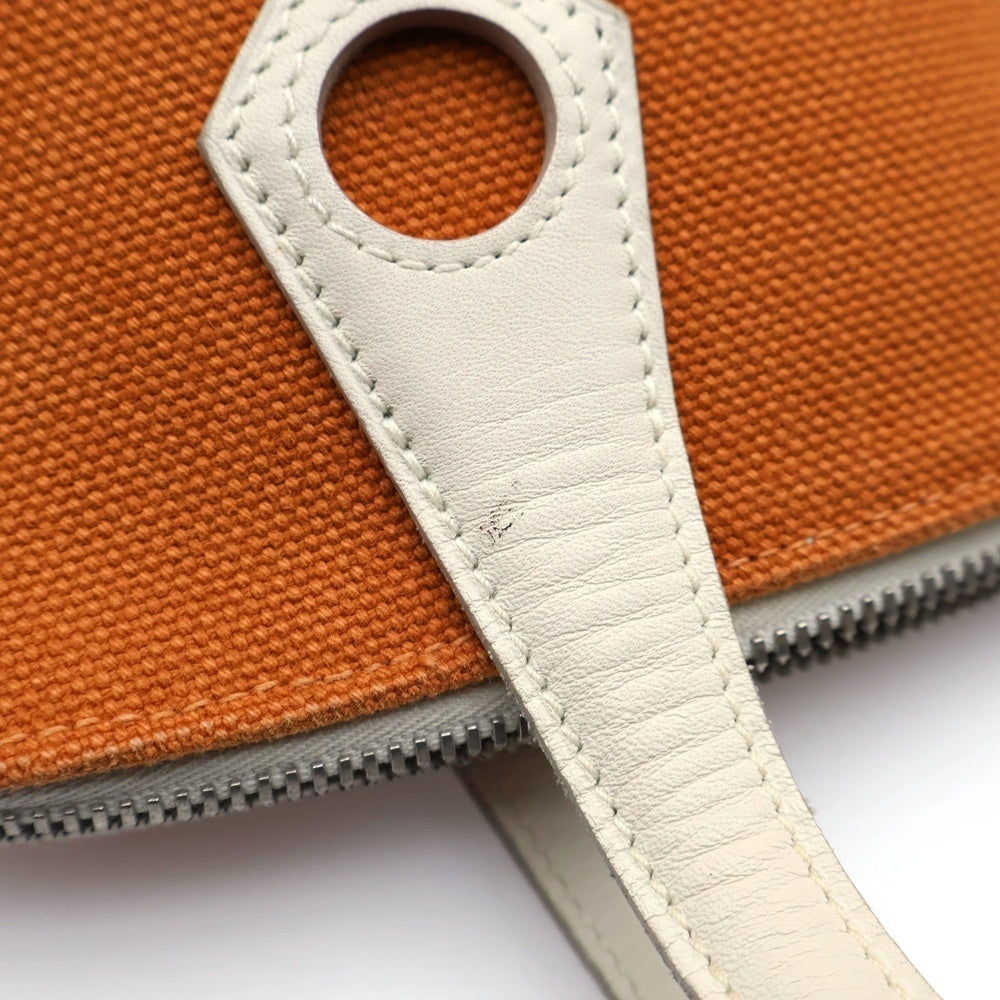 HERMES(エルメス) サックイブーMM ゴールド オレンジ キャンバス×レザー シルバー金具 □J