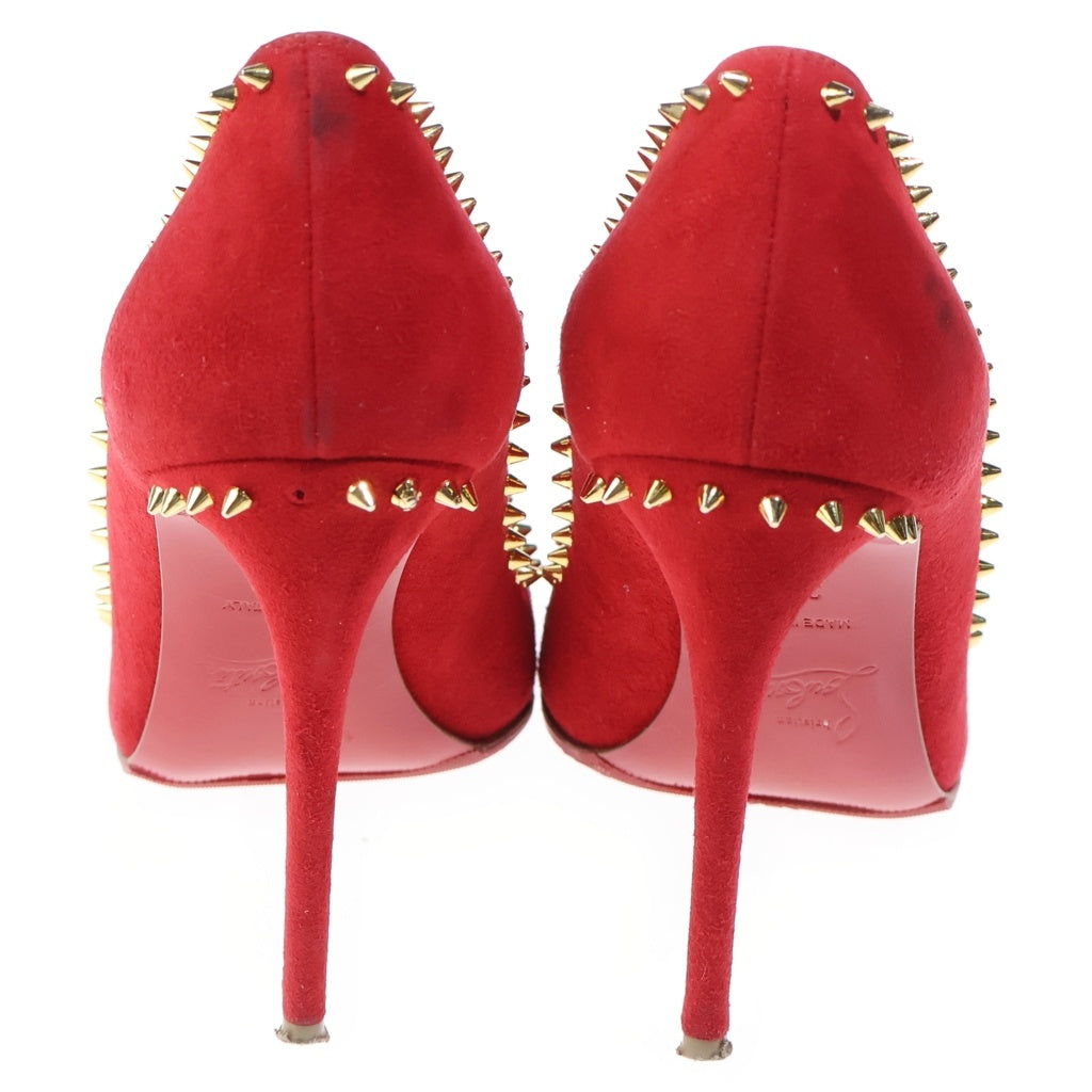 CHRISTIAN LOUBOUTIN(クリスチャンルブタン) スパイクスタッズ スエードレザー ヒール パンプス シューズ レッド レディース