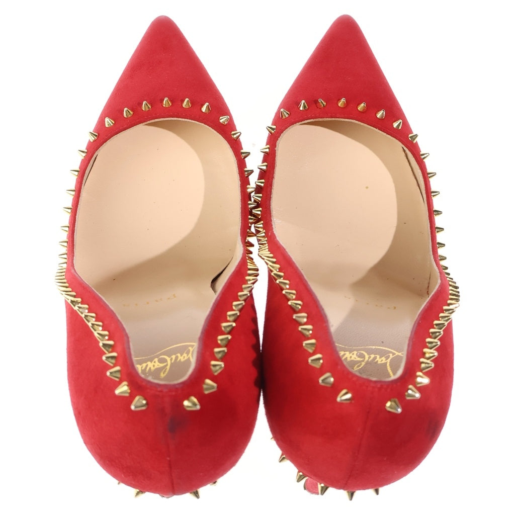 CHRISTIAN LOUBOUTIN(クリスチャンルブタン) スパイクスタッズ スエードレザー ヒール パンプス シューズ レッド レディース