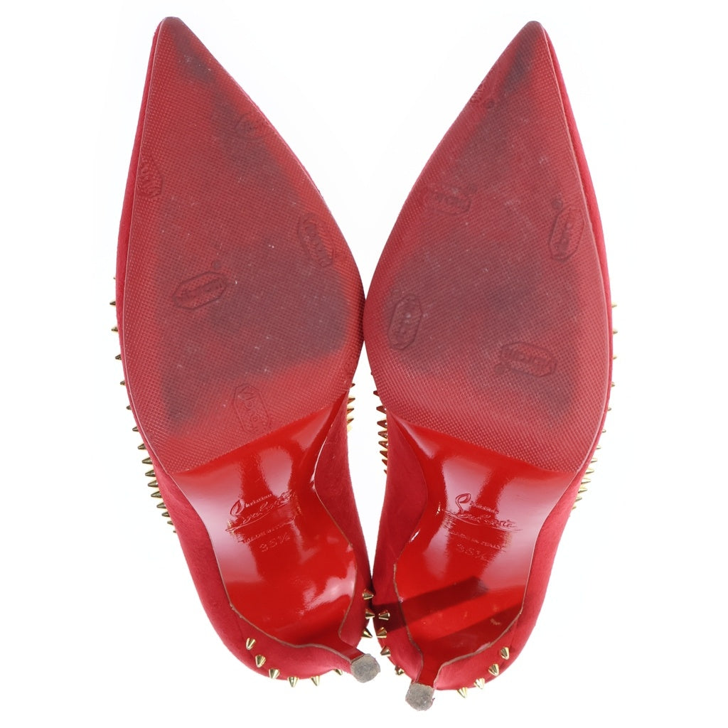 CHRISTIAN LOUBOUTIN(クリスチャンルブタン) スパイクスタッズ スエードレザー ヒール パンプス シューズ レッド レディース