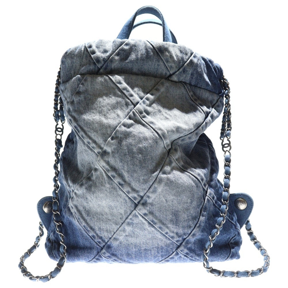 CHANEL(シャネル) シャネル22 チェーンバックパック リュックサック チェーンバッグ デニム ライトブルー AS3859 シルバー金具