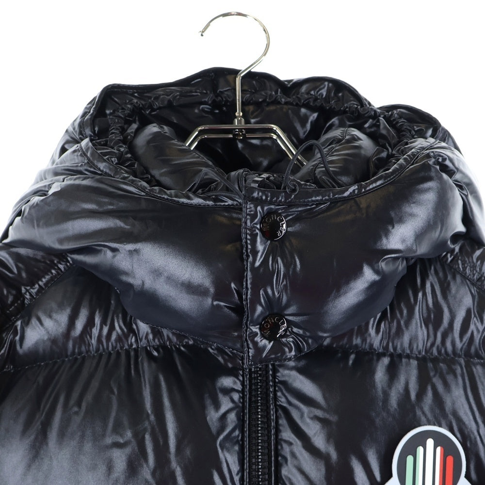 MONCLER(モンクレール) 21AW ASPIN アスピン MILANO ラバーワッペン バックロゴ フーデッド ジップアップ ダウンジャケット ブラック G209X1A00003 68950