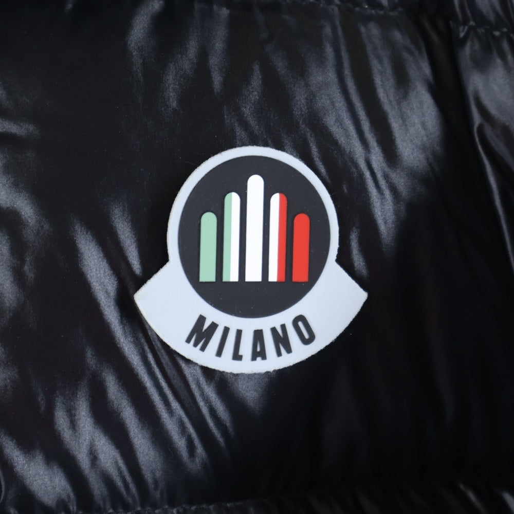 MONCLER(モンクレール) 21AW ASPIN アスピン MILANO ラバーワッペン バックロゴ フーデッド ジップアップ ダウンジャケット ブラック G209X1A00003 68950