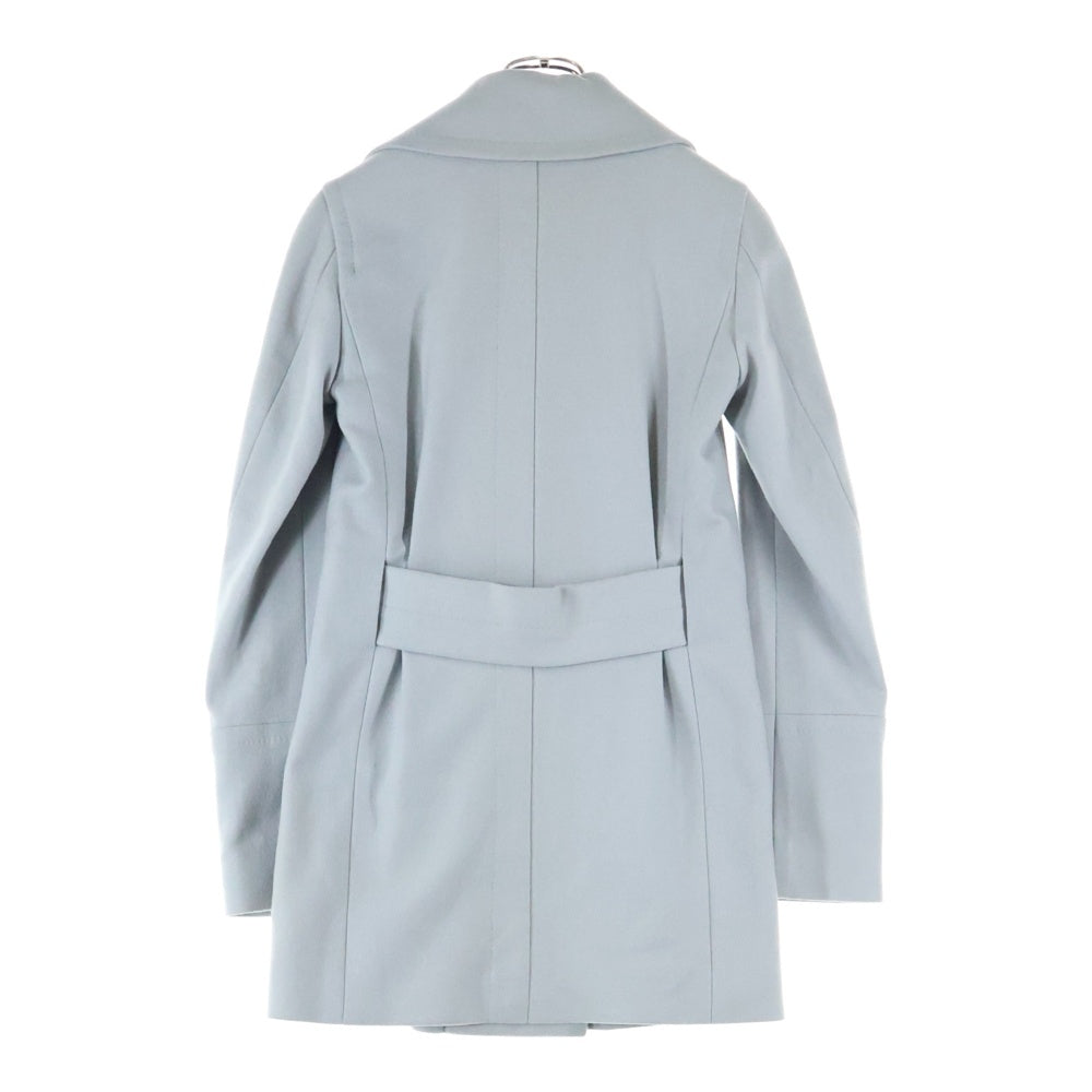 LOUIS VUITTON(ルイヴィトン) 裏地モノグラム総柄 カシミヤ ウール混 アンゴラ メルトン ダブルブレスト ピーコート グレー レディース