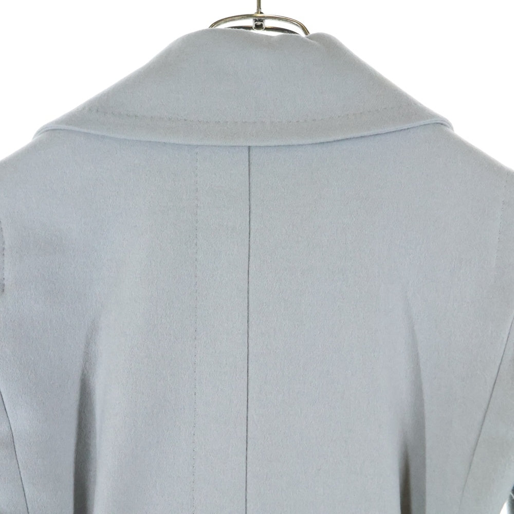 LOUIS VUITTON(ルイヴィトン) 裏地モノグラム総柄 カシミヤ ウール混 アンゴラ メルトン ダブルブレスト ピーコート グレー レディース