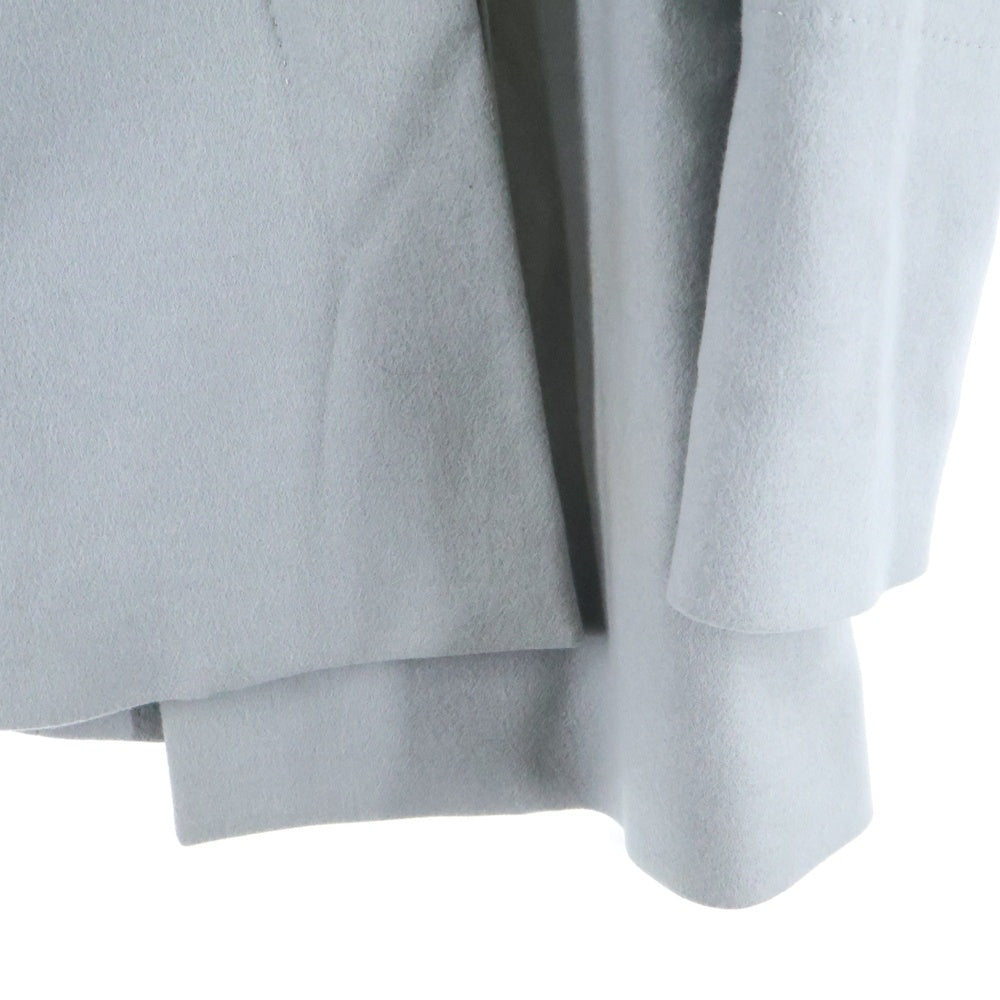 LOUIS VUITTON(ルイヴィトン) 裏地モノグラム総柄 カシミヤ ウール混 アンゴラ メルトン ダブルブレスト ピーコート グレー レディース