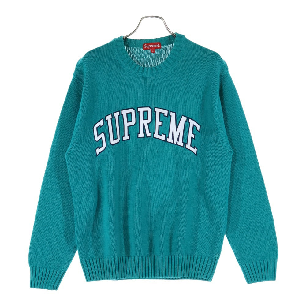 SUPREME(シュプリーム) 16SS Tackle Twill Sweater タックル ツイル ロゴ刺繍 クルーネック プルオーバー 長袖ニット セーター グリーン