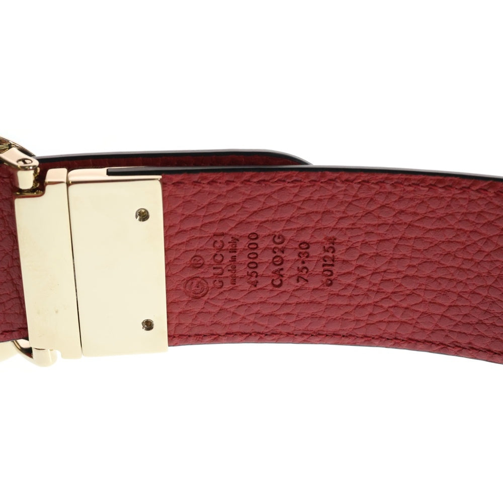 GUCCI(グッチ) GGバックル リバーシブルベルト ブラック×レッド レザー#75-80 450000 レディース
