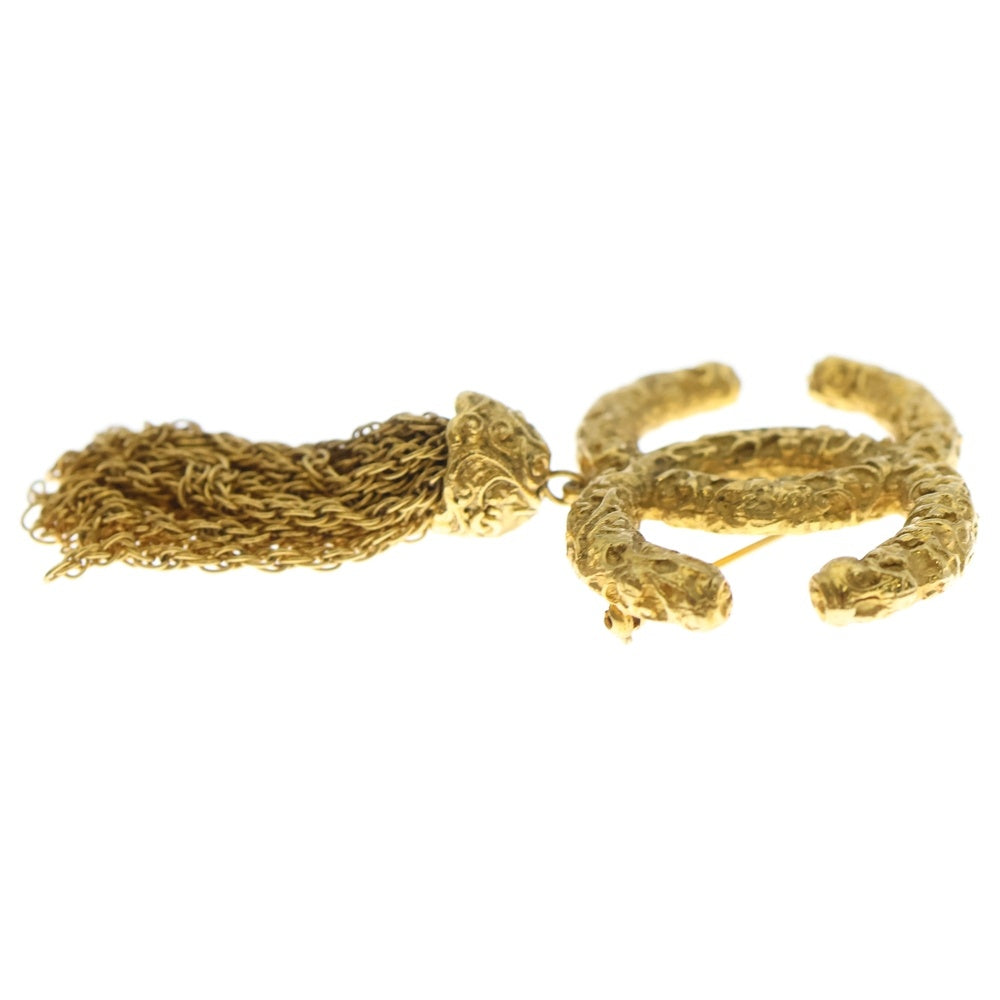 CHANEL(シャネル) ココマーク溶岩 フリンジ ブローチ ピンバッジ ゴールド レディース