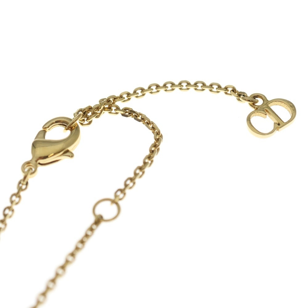 Christian Dior(クリスチャンディオール) CDロゴ ラインストーン パール ネックレス ペンダント チェーン ゴールド GP レディース