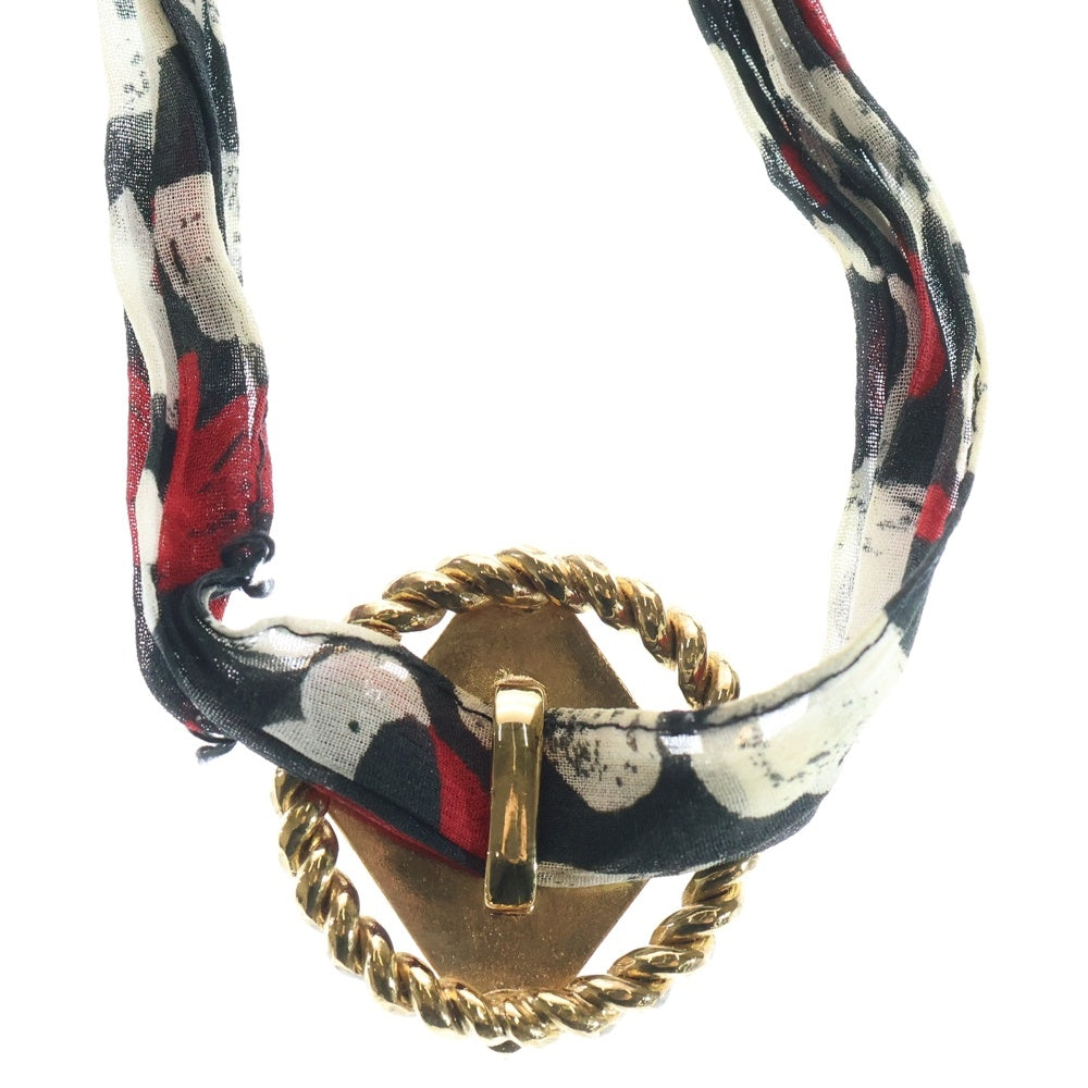 SAINT LAURENT PARIS(サンローランパリ) YSLロゴ チョーカー ネックレス ブラック×ホワイト×レッド GP ゴールド金具 レディース