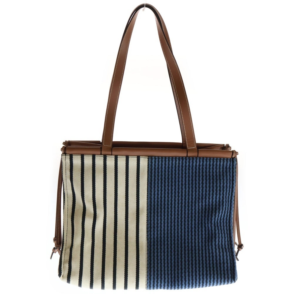 LOEWE(ロエベ) アナグラム クッション トートバッグ ハンドバッグ ブラウン×ベージュ×ピンク レザー×キャンバス レディース