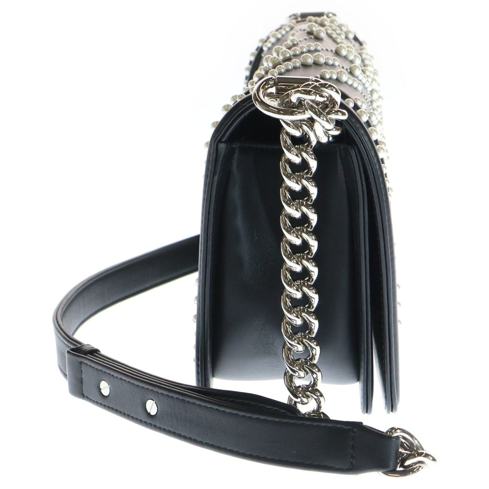 CHANEL シャネル ボーイシャネル ココマーク パール スタッズ ラムスキン レザー チェーンショルダーバッグ シルバー金具 ブラック 29番台 CHANEL(シャネル) ボーイシャネル ココマーク パール スタッズ