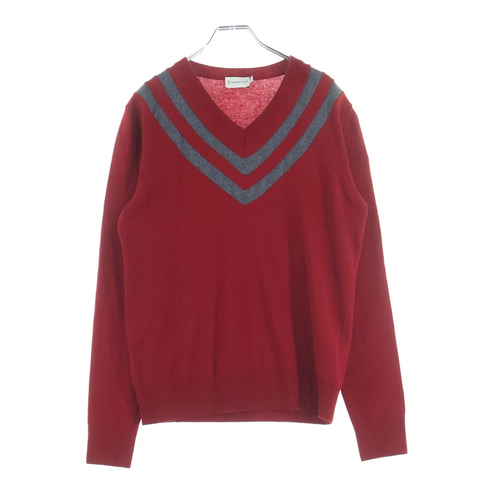 MONCLER(モンクレール) Vネック ニットセーター ウール レッド A20919144500 97890