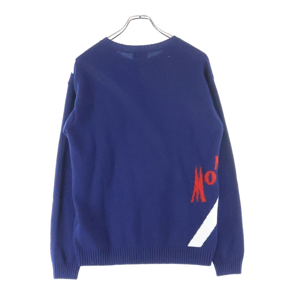 MONCLER(モンクレール) MAGLIONE TRICOT GIROCOLLO トリコロール カシミヤ混ウールニットモヘアセーター ブルー/レッド E20919041600 A9046
