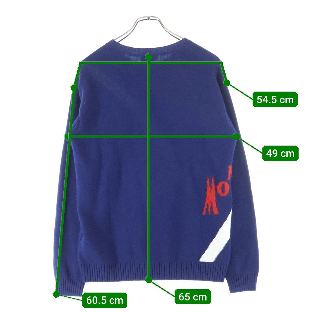 MONCLER(モンクレール) MAGLIONE TRICOT GIROCOLLO トリコロール カシミヤ混ウールニットモヘアセーター ブルー/レッド E20919041600 A9046