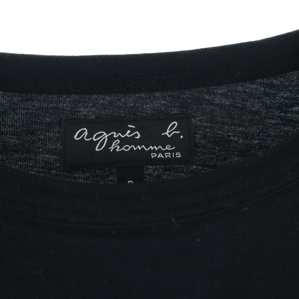 agnes b.(アニエスベー) ロゴプリント クルーネック 長袖Tシャツ カットソー ブラック