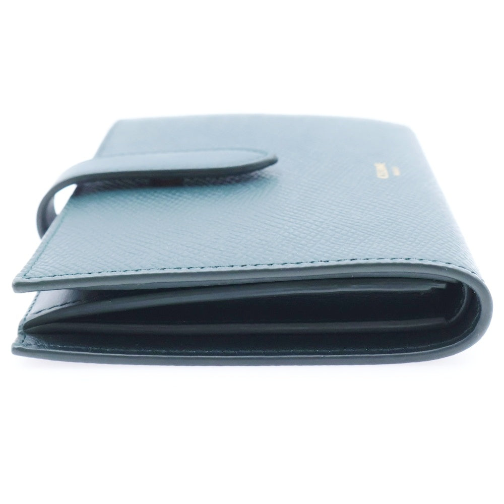 CELINE(セリーヌ) ストラップ ウォレット グリーン レザー 二つ折り