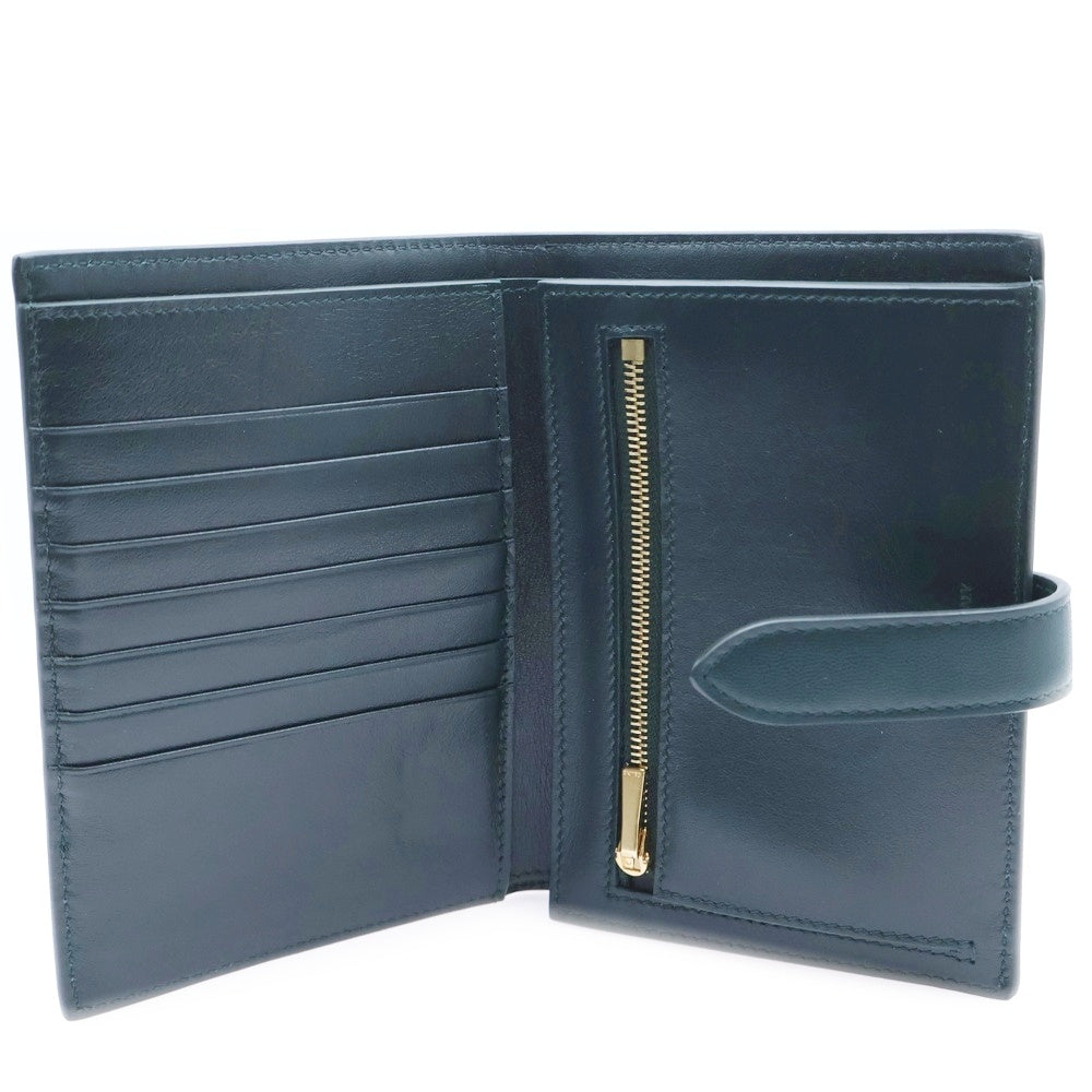 CELINE(セリーヌ) ストラップ ウォレット グリーン レザー 二つ折り財布 レディース