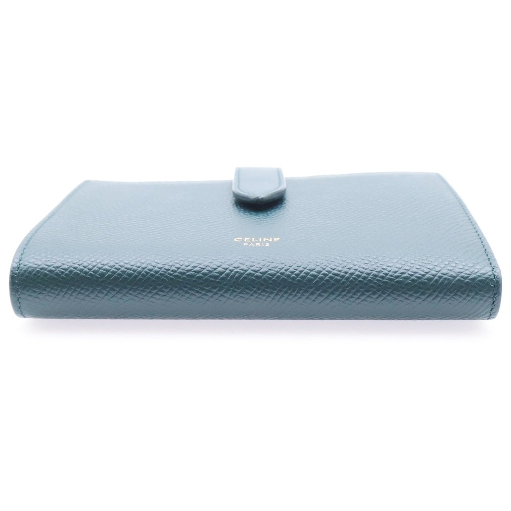 CELINE(セリーヌ) ストラップ ウォレット グリーン レザー 二つ折り財布 レディース