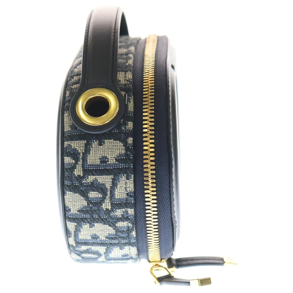 DIOR(ディオール) CDオーバル オブリーク カメラバッグ ネイビー×ベージュ レザー×キャンバス ショルダーバッグ レディース