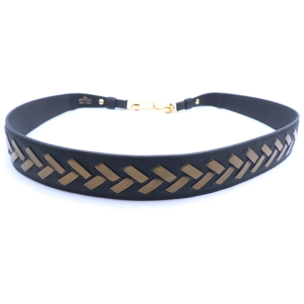 DELVAUX(デルボー) ショルダーストラップ ブラック×ゴールド レザー