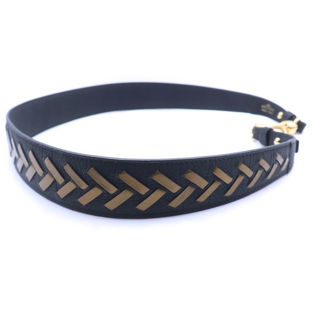 DELVAUX(デルボー) ショルダーストラップ ブラック×ゴールド レザー