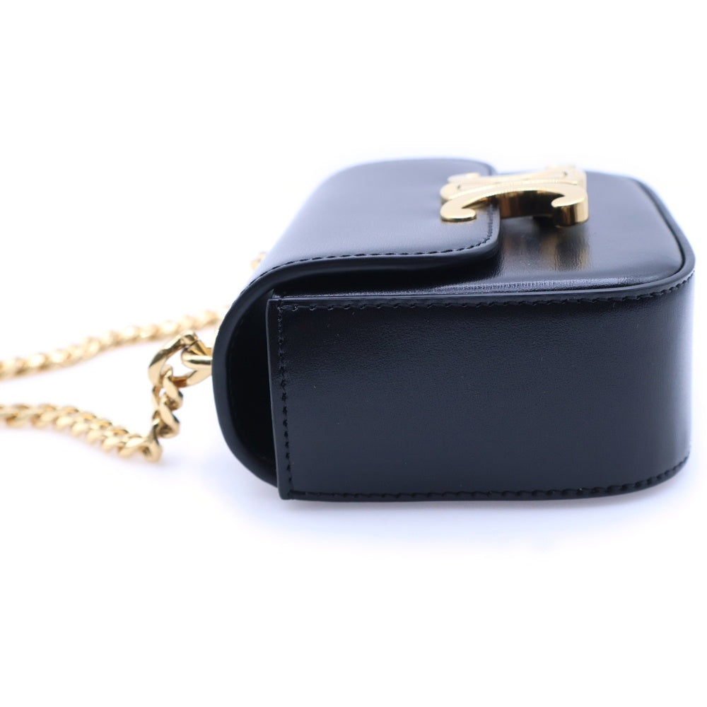 CELINE(セリーヌ) トリオンフ ミニチェーンクロード ブラック レザー ショルダーバッグ ゴールド金具 レディース