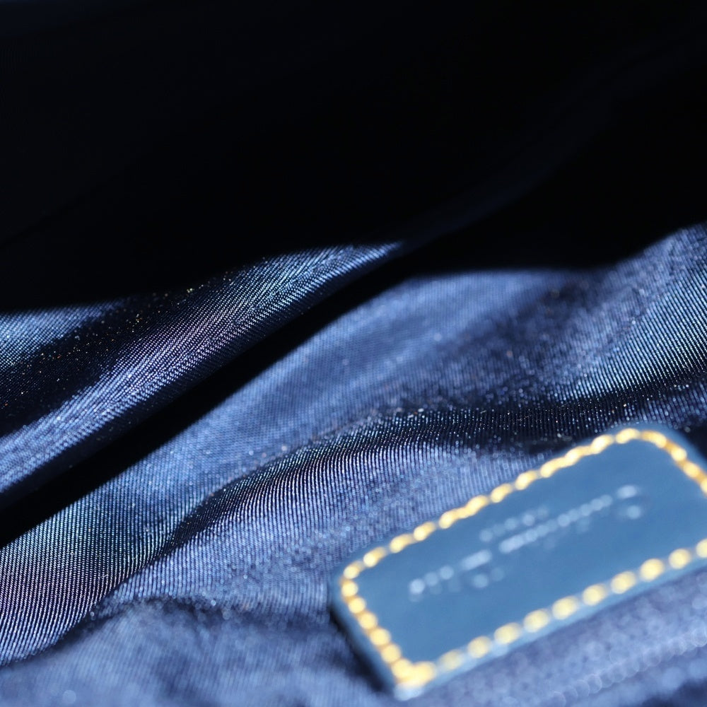 Christian Dior(クリスチャンディオール) トロッター柄 キャンバス レザー サドル ワンショルダーバッグ ゴールド金具 ネイビー レディース