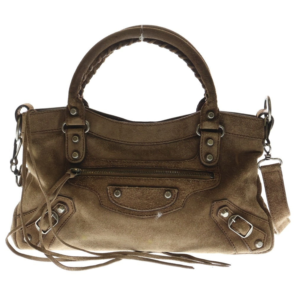 BALENCIAGA(バレンシアガ) ザ・ファースト 2WAYハンドバッグ ショルダーバッグ ブラウン スエード 103208 シルバー金具 レディース