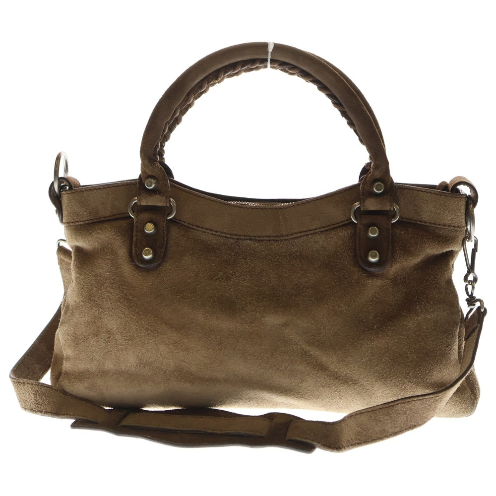 BALENCIAGA(バレンシアガ) ザ・ファースト 2WAYハンドバッグ ショルダーバッグ ブラウン スエード 103208 シルバー金具 レディース