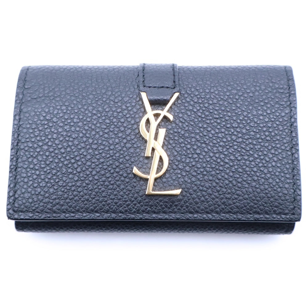 SAINT LAURENT PARIS(サンローランパリ) カサンドラロゴプレート レザー 4連キーケース ブラック 693749 レディース