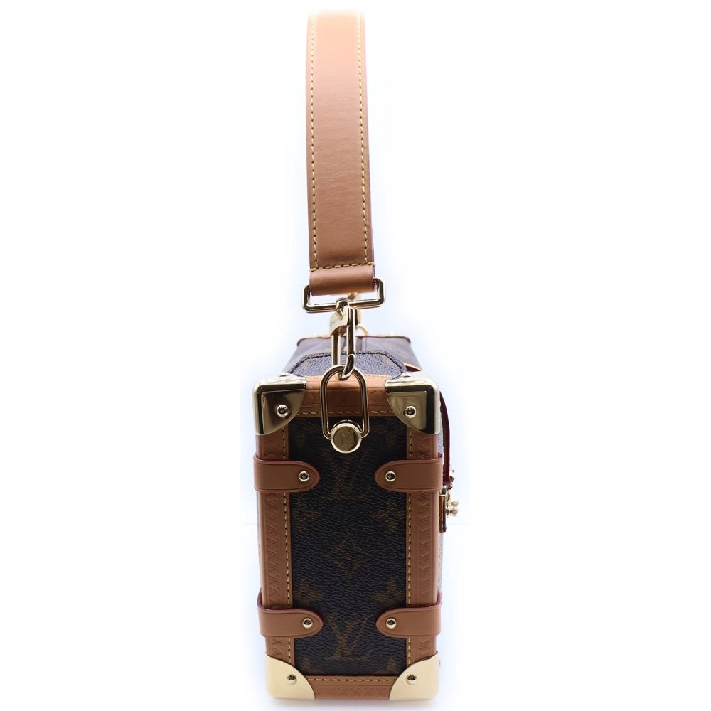 LOUIS VUITTON(ルイヴィトン) モノグラム サイドトランクMM 2WAYバッグ ショルダーバッグ ブラウン レザー×PVC M46358 ゴールド金具 レディース