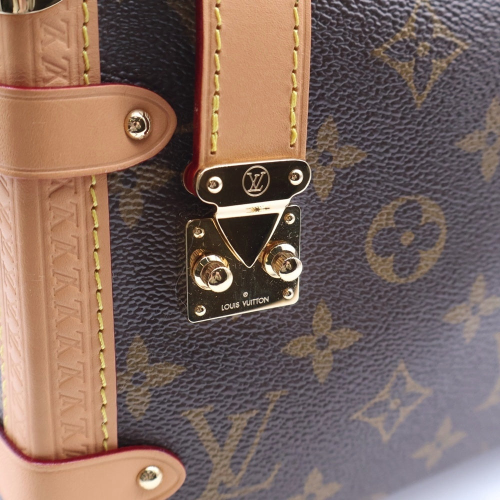 LOUIS VUITTON(ルイヴィトン) モノグラム サイドトランクMM 2WAYバッグ ショルダーバッグ ブラウン レザー×PVC M46358 ゴールド金具 レディース