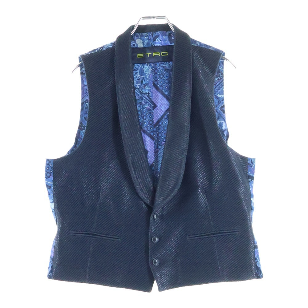 ETRO(エトロ) ペイズリー柄切り替え ベスト ネイビー