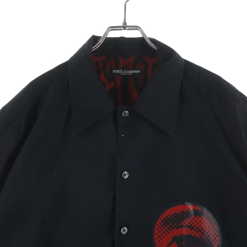 DOLCE & GABBANA(ドルチェアンドガッバーナ) グラフィックプリント 半袖シャツ ブラック/レッド G5JG5T