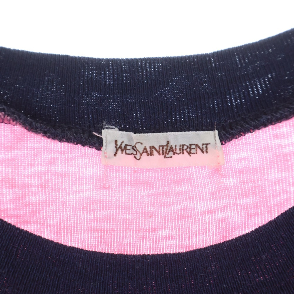 SAINT LAURENT PARIS(サンローランパリ) カサンドラロゴ刺繍 トリムTシャツ ピンク