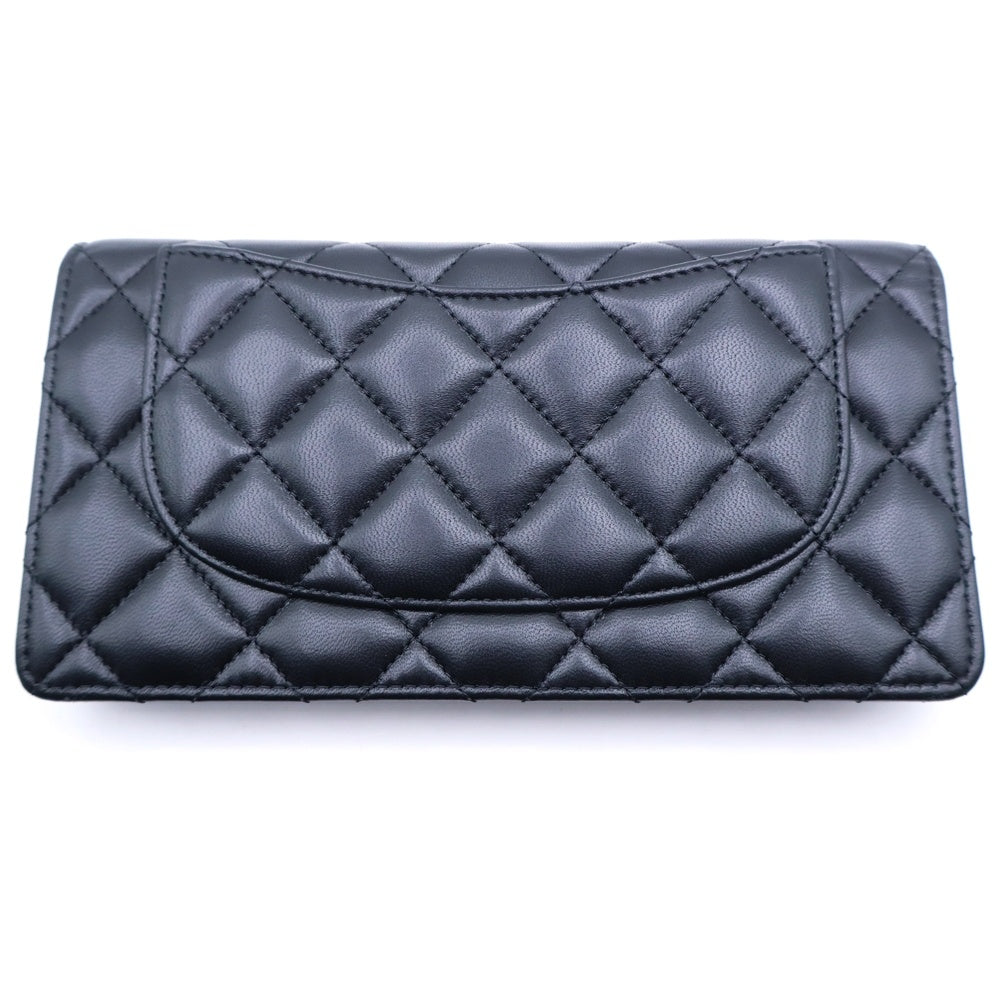 CHANEL(シャネル) マトラッセ タイムレスクラシック 二つ折り長財布 ブラック ラムスキン A31509 レディース