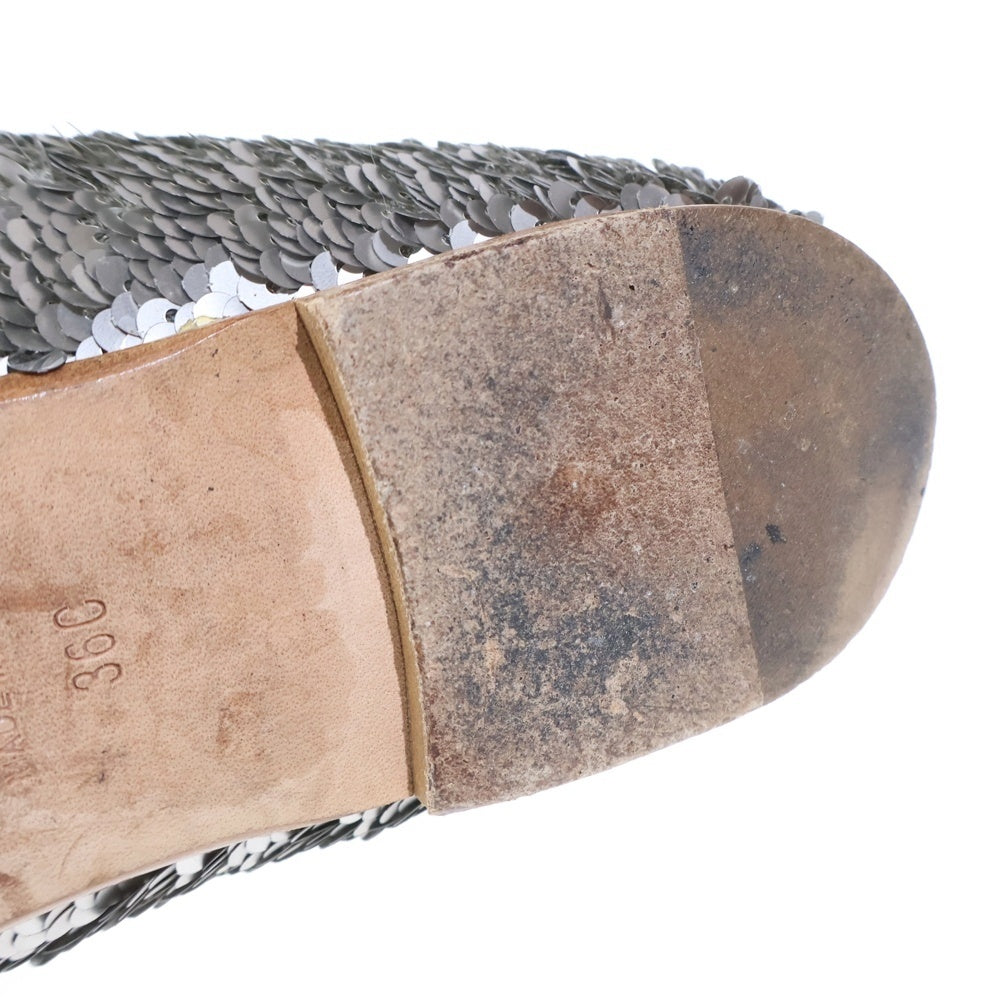 CHANEL(シャネル) ココマーク スパンコール装飾 スリッポン パンプス シューズ シルバー レディース