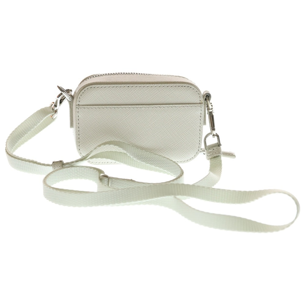 PRADA(プラダ) サフィアーノ ミニポーチ ショルダーバッグ ミニバッグ アイボリー レザー 2TT105 シルバー金具 レディース