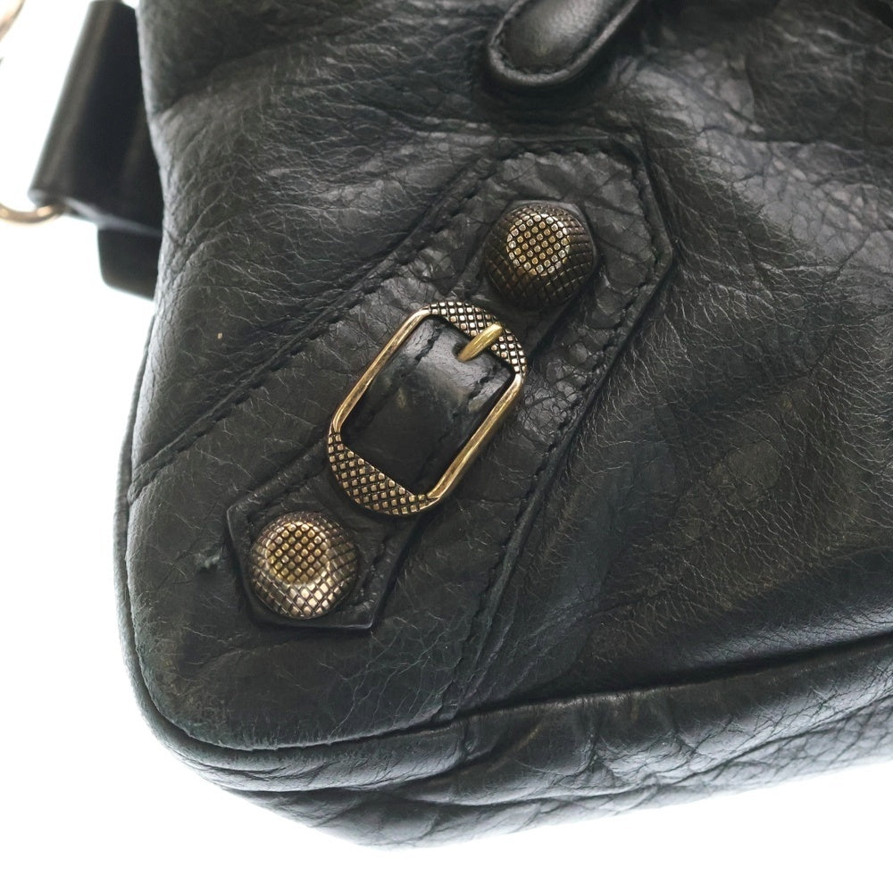 BALENCIAGA(バレンシアガ) バレンシアガ 240577 ザ・ジャイアントシティ ハンドバッグ ショルダーバッグ ブラック レザー 240577・1000 1669 ピンクゴールド金具