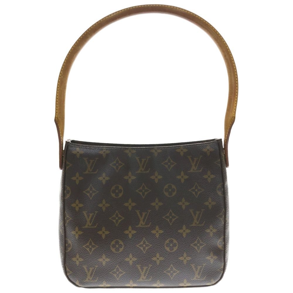 LOUIS VUITTON(ルイヴィトン) モノグラム ルーピング ハンドバッグ ワンショルダーバッグ ブラウン レザー×PVC M51146 ゴールド金具 レディース