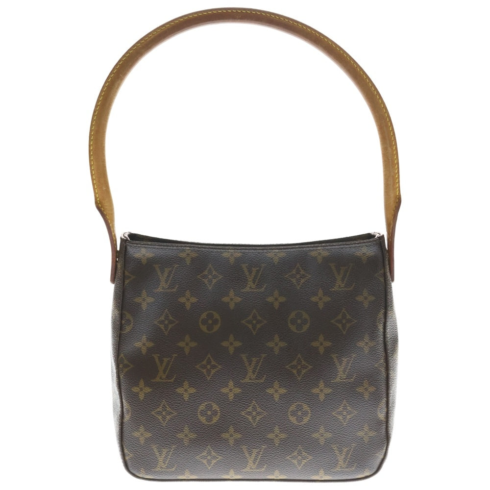 LOUIS VUITTON(ルイヴィトン) モノグラム ルーピング ハンドバッグ ワンショルダーバッグ ブラウン レザー×PVC M51146 ゴールド金具 レディース